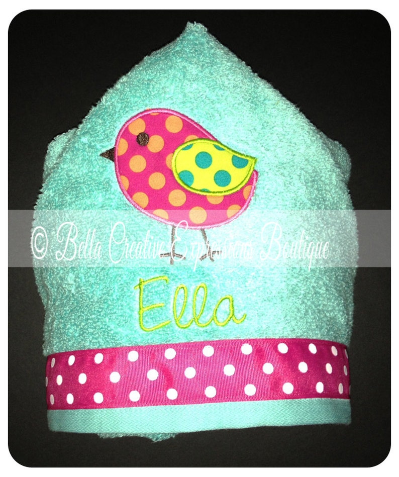 Sweet Bird Hooded Towel other colors available for towel image 1