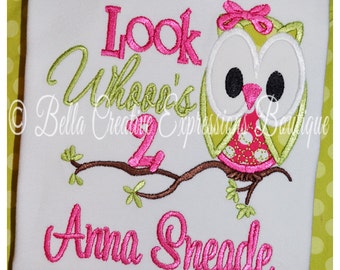Birthday Owl Shirt/Bodysuit with Look Whoo's and monogrammed name