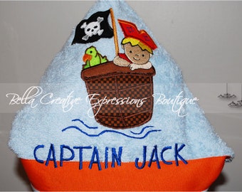 Personalized Pirate Hooded Towel