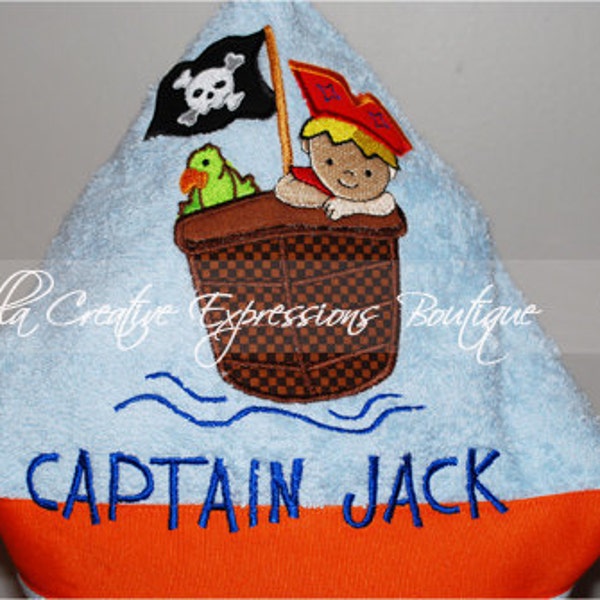 Personalized Pirate Hooded Towel