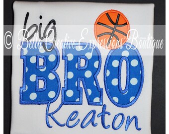 Big Bro (or Lil Bro) Basketball Appliqued Bodysuit or Shirt