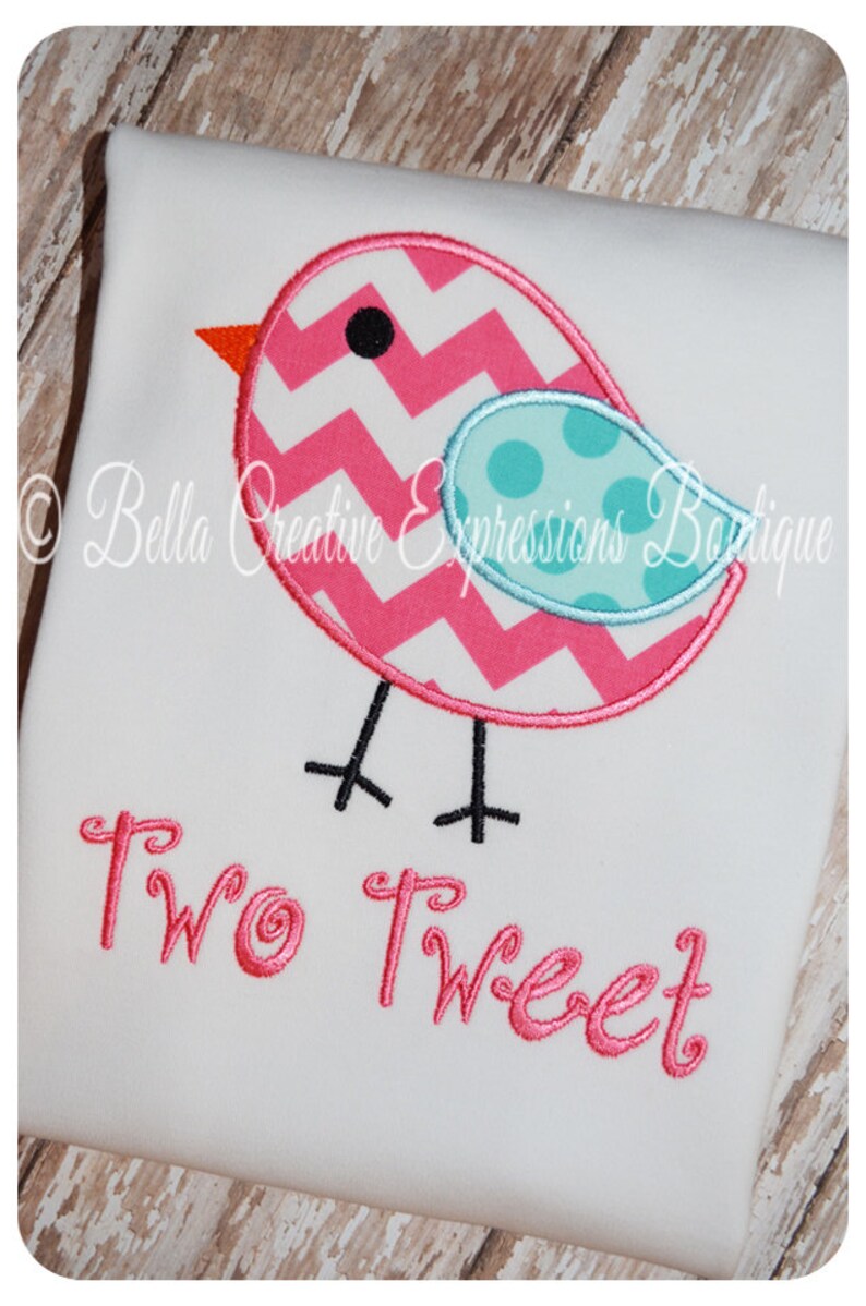 Two Tweet Appliqued Bird Shirt or Boydsuit image 2