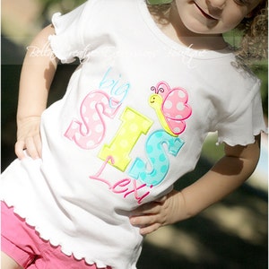 Big Sis or Lil Sis Butterfly Appliqued Bodysuit or Shirt