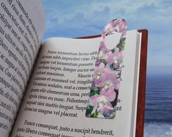 Floral Metal Bookmark, Soft Pastel Orchids, Pink Floral Botanical Style, Gift for Reader, Book Lover, Mother, Grandmother, Friend, Bookish