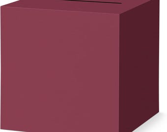 Burgundy Card Box with Slot for Wedding Graduation Birthday Gift Card Holder Decor
