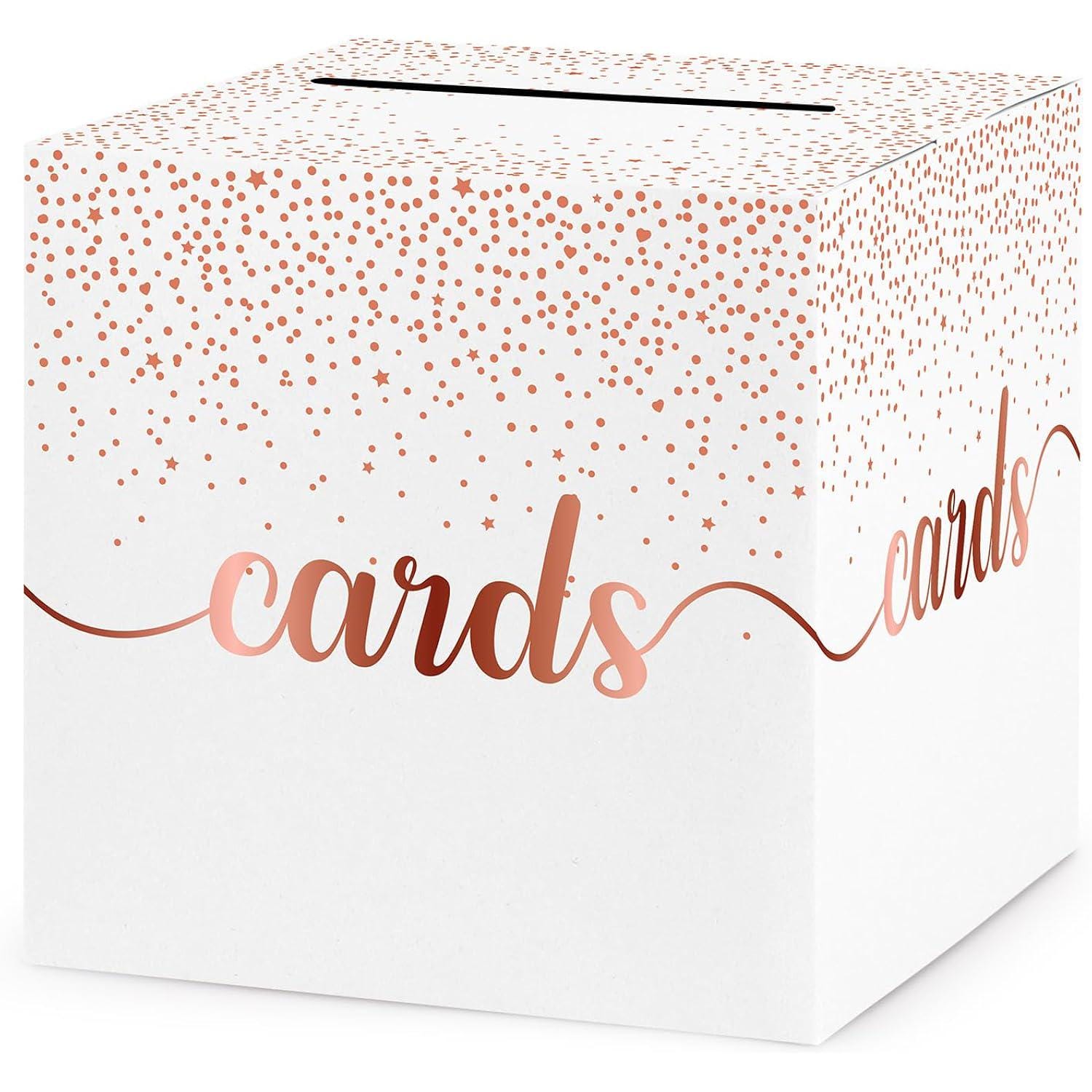 Rose Gold Card Box with Slot, Wedding Reception Gift Card Holder