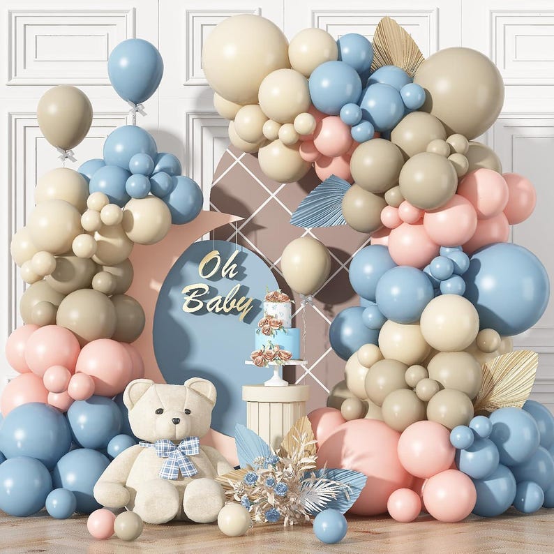 Boho Dusty Blue Blush Balloon Arch Kit: Gender Reveal, Baby Shower ...
