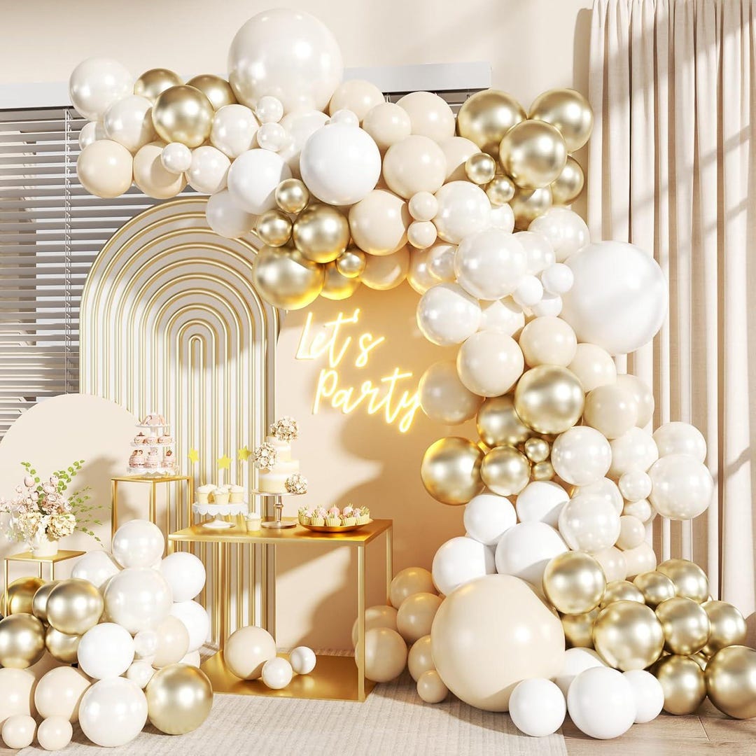 White and Gold Balloon Garland Arch Kit, Party Decor - Etsy