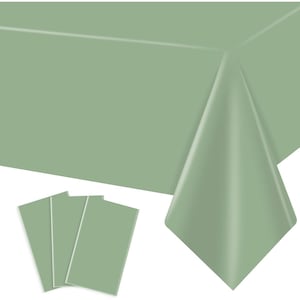 Sage Green Tablecloths 3 Pack 54x108 Disposable Plastic Party Table Covers Wedding Birthday Decor