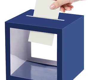 Navy Blue Card Box with Clear Window, Wedding Money Gift Holder