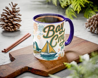 Bay City Michigan Mug,  Saginaw River & Bridge Landmarks Coffee Cup, Bay City MI Gift, Great Lakes Bay Souvenir, 11oz / 15oz Ceramic
