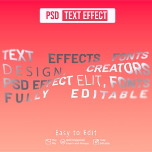 Editable Text Effect PSD, Layer Text Style, Photoshop, Logo & Branding Design Template, Instant Download