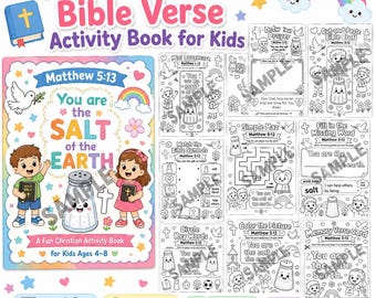 Matthew 5:13 Bible Verse Activity Pages for Kids, Salt of the Earth Coloring Worksheets, Christian Sunday School Printable, Ages 4-8