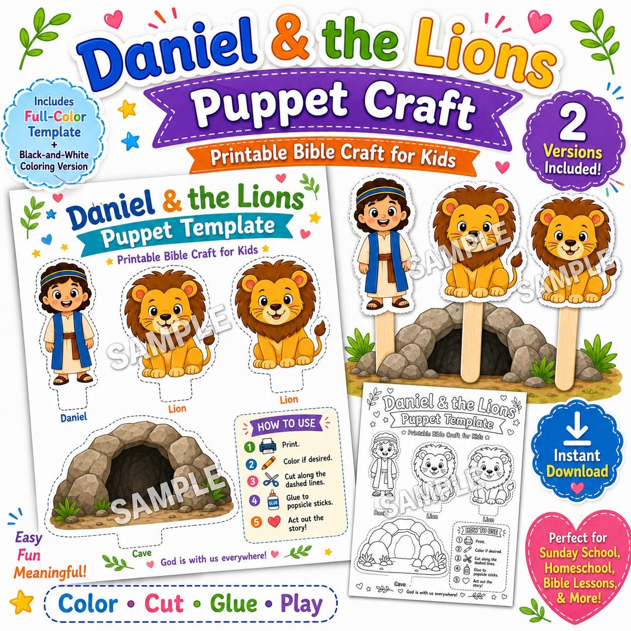 43 Dive into Fun with These Easy Popsicle Stick Crafts for Kids 22 Daniel and the Lions Puppet Craft, Printable Bible Craft for Kids,…