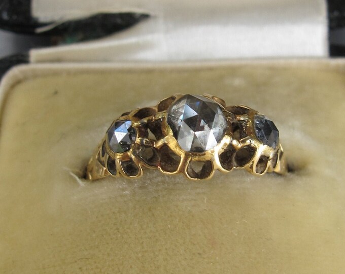 Antique Georgian Era 18k Gold 3 Rose Cut Diamond Ring - Etsy