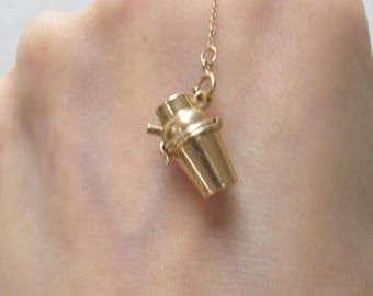 Vintage 14k Yellow Gold Cocktail Shaker Moveable Charm Pendant