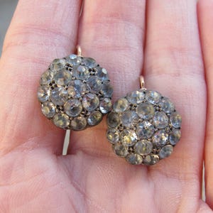 Antique Black Dot Paste Earrings in 18k Rose Gold and Silver