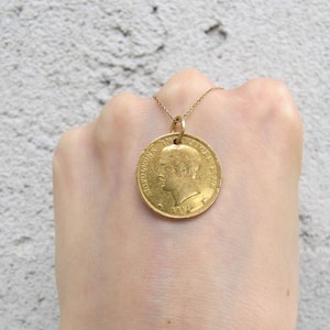 Antique 18k and 22k 20 Lire Italian Gold Coin Napoleon Pendant