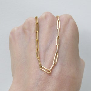 Vintage 18k Yellow Gold Lozenge/Paper Clip Link Necklace