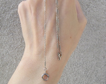 Vintage 18k White Gold Long Filigree Link Chain Sautoir Necklace