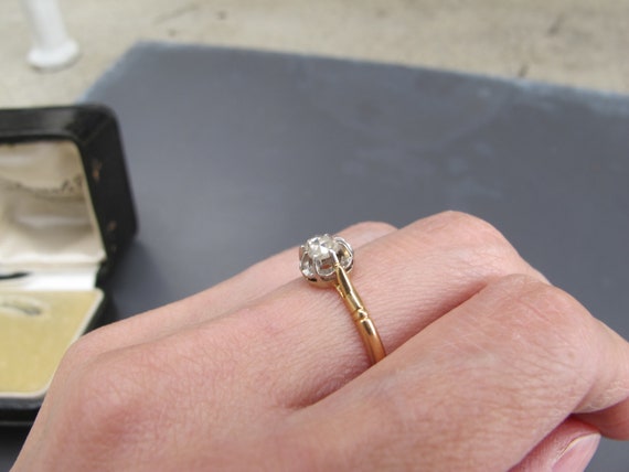 Antique Rose Cut Diamond Solitaire in 18k Gold an… - image 9