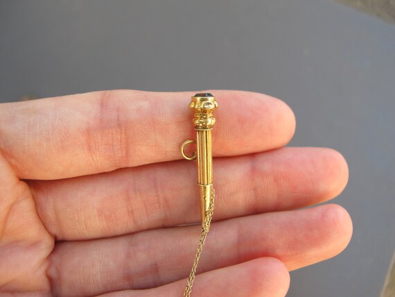 Antique 18k Yellow Gold Bloodstone Watch Key Char… - image 8