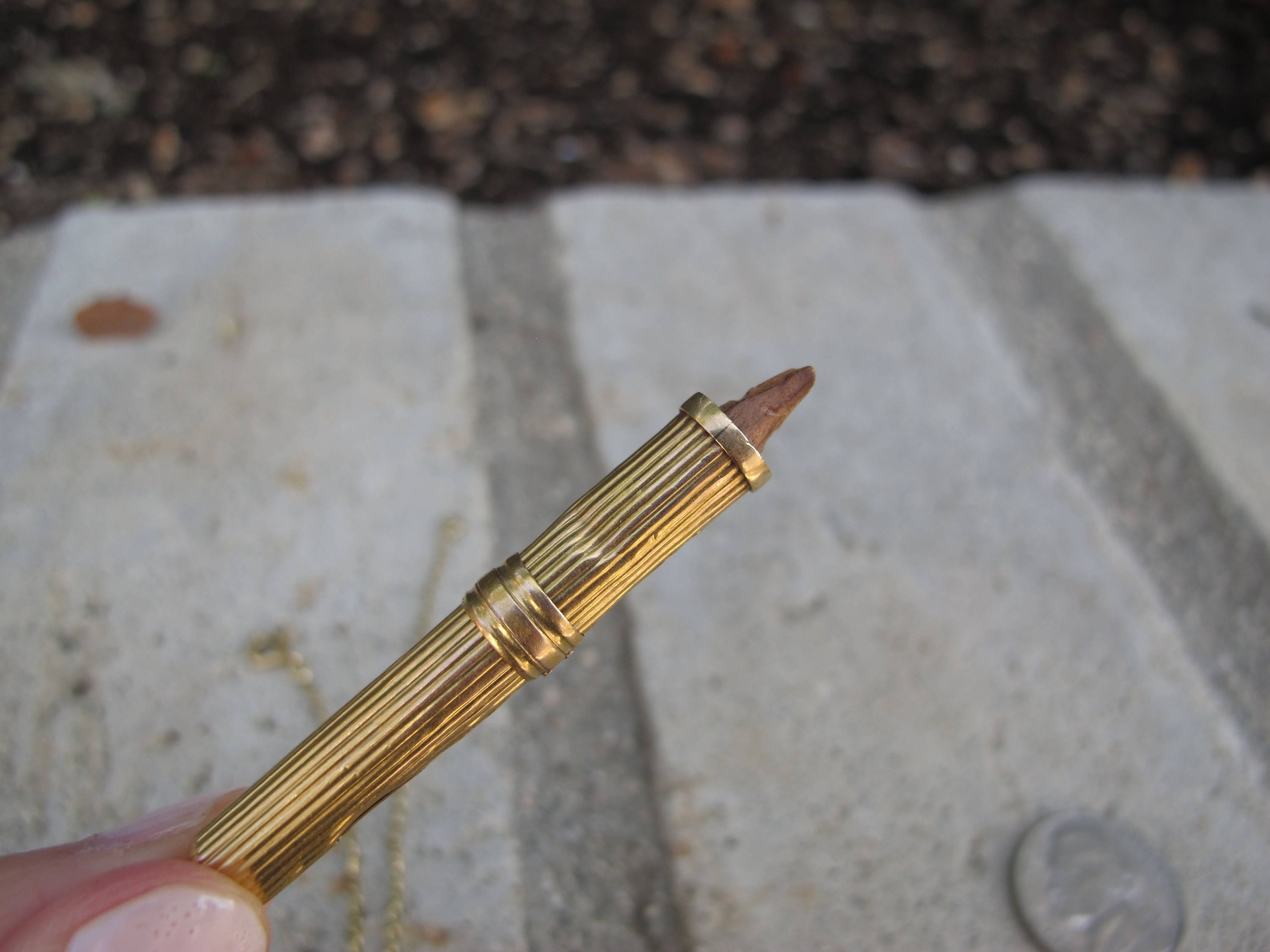Antique 18k Yellow Gold Pencil Pendant Charm 