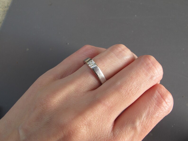 Vintage Cartier 18k White Gold Diamond Tank Ring With Certificate and ...