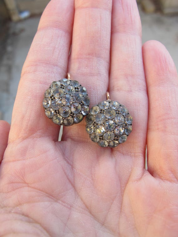 Antique Black Dot Paste Earrings in 18k Rose Gold 