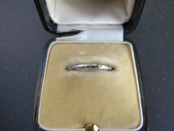 Antique Platinum Art Deco Wedding Band Ring - image 1