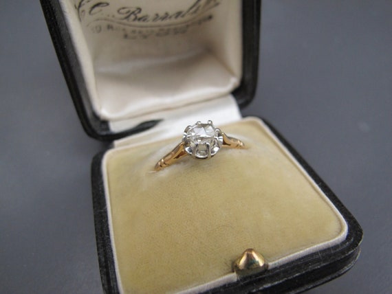 Antique Rose Cut Diamond Solitaire in 18k Gold an… - image 3