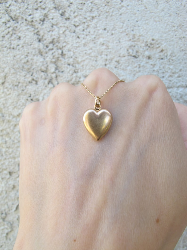 14k Yellow Gold Puffed Heart Pendant