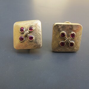 Vintage 14k Yellow Gold Ruby Button Earrings | Etsy