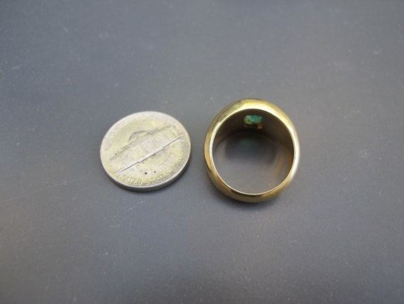 Vintage 18k Yellow Gold Natural Emerald Band Ring - image 10