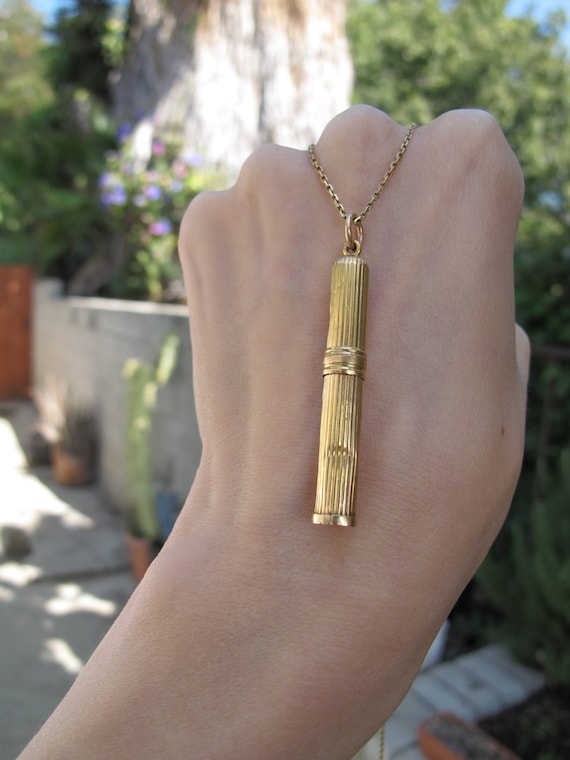 Antique 18k Yellow Gold Pencil Pendant Charm 