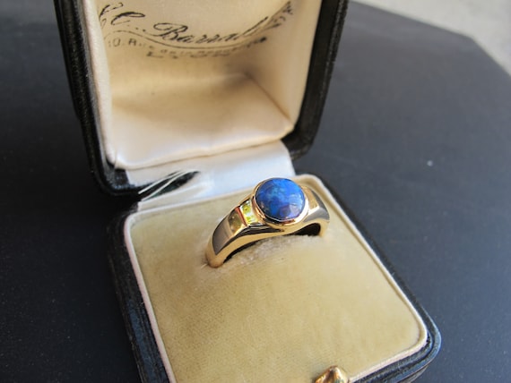 Vintage Natural Black Crystal Opal Bezel Set Ring… - image 3