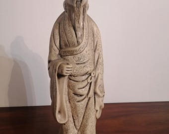 Figura de Confucio de resina y alabastro - Decoración oriental