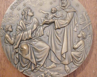 Medalla de Navidad de 1985 - Escultor Cabral Antunes - Bronce (10 cm)