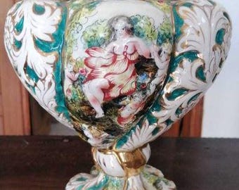 Jarrón auténtico de porcelana de Capodimonte (Italia, c. 1950-1970)