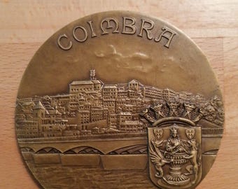 Medalla de Bronce de Coimbra - Vista panorámica y escudo de armas - Cabral Antunes (9 cm)