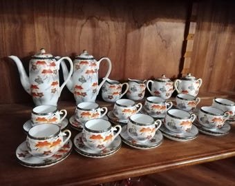 Juego de té vintage Hakusan China-Japón, años 50/60 – porcelana fina – 23 piezas