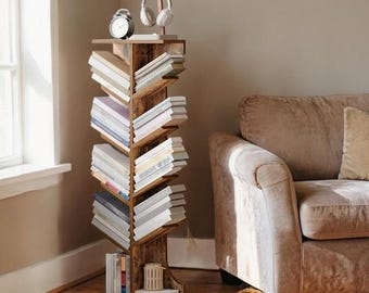 Estantería de madera estrecha de 11 niveles con forma de árbol – Estantería de pie de madera