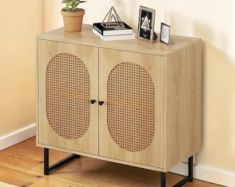 Armário de armazenamento em rattan com prateleira ajustável