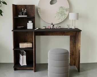 Modern Writing Desk with 4 Tier Shelves – Compact Computer Table Storage Organizer