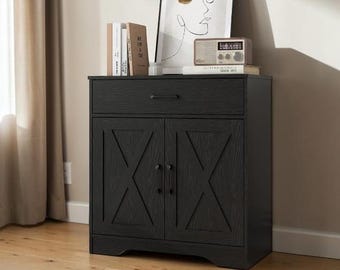 Mobiletto in legno stile rustico - Credenza stretta con cassetto per riporre oggetti