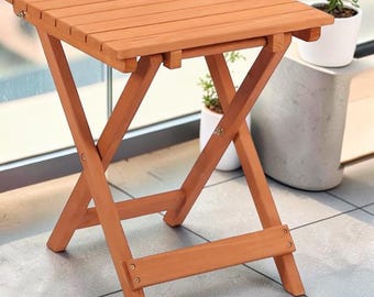 Mesa auxiliar plegable de madera – Mesa de centro para jardín, patio o balcón