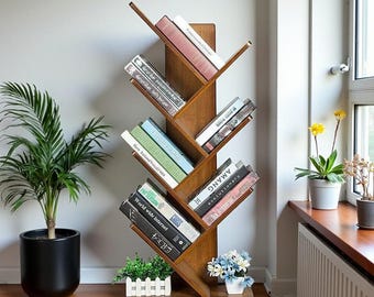 Estantería estilo árbol – Estantería de madera para oficina en casa