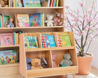Wooden Kids Bookshelf 5 Cube Toy Storage Rack