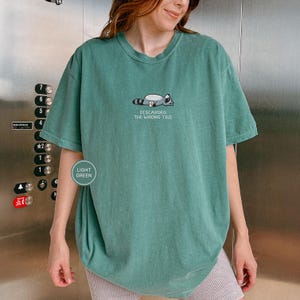 Embroidered Funny Mahjong Raccoon Shirt - Mahjong Gift, Mah Jong Shirt, American Mahjong, Mahjong Lover Gift, Mahjong Player Tee, Mahjongg Light Green