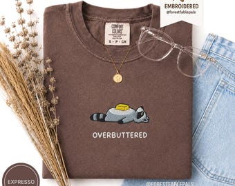 Embroidered Funny Butter Raccoon Shirt - Salted Butter Shirt, Butter Lover Gift, Stick of Butter Shirt, Baking Shirt, Bakery Tshirt, Foodie